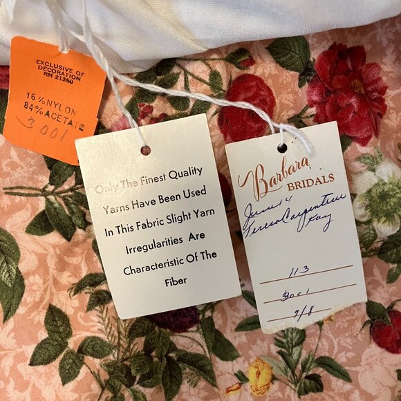 Vintage NWT Barbara Bridals White Floral Embroidered Sweep Wedding Dress Sz 8 - Picture 5 of 15